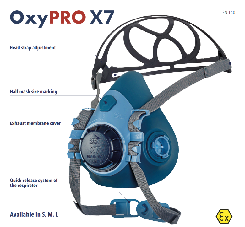 OXY X7 polmaska za zaščito dihal v industriji